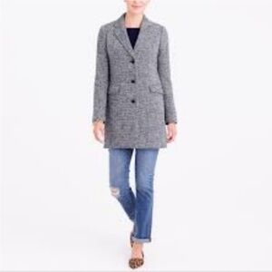 J Crew‎ Tweed Topcoat Coat Womens Size 2 Grey Black H1493